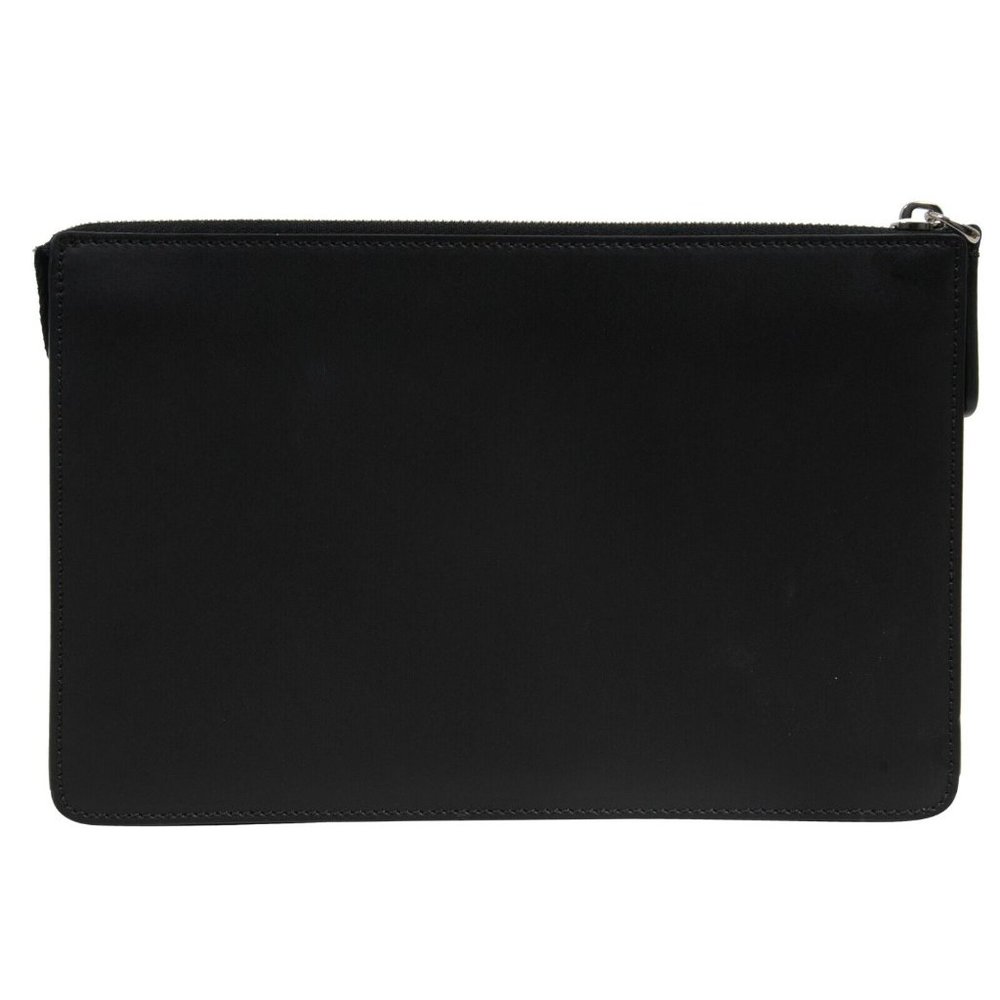 Fendi Womens Pouch Black Leather Brown FF Logo Clutch Mens Travel File Palladium - Picture 2 of 12